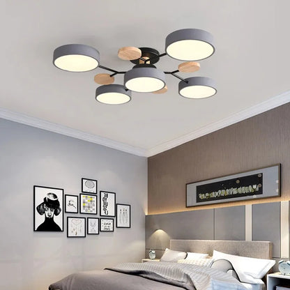 Ceiling Light LED Modern Fixture With Circular White Shades For Living Room