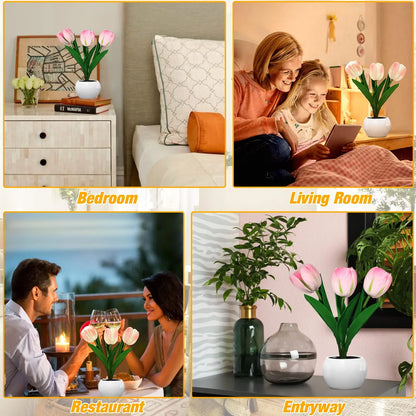 LED Night Light Tulip Table Lamp Romantic Ambient Flower Light Fall 2025 Home Decor Gift