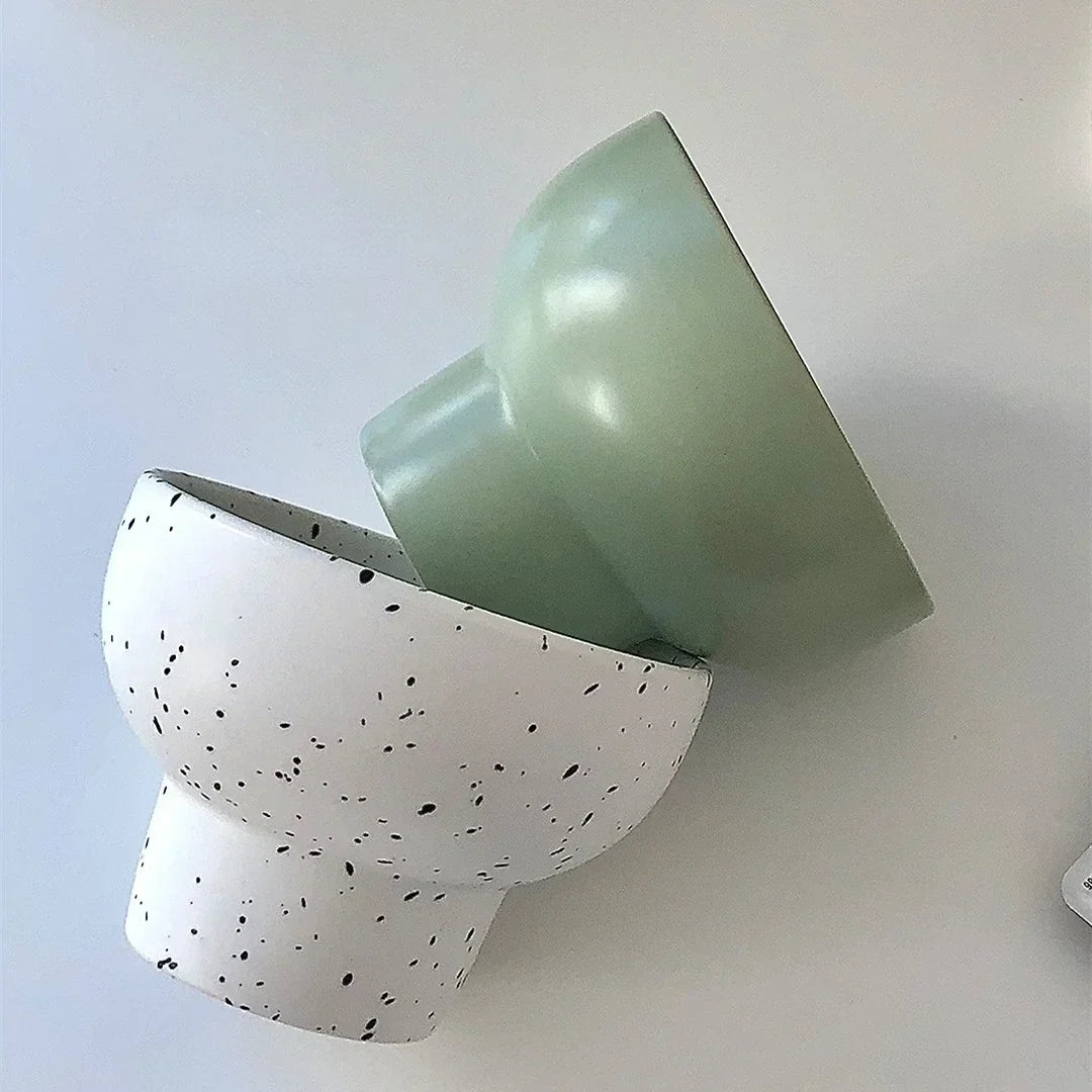 Ceramic Bowl 4 Inch Speckled White Retro Microwave Safe