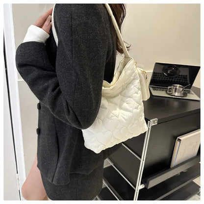 Cozy women's quilted tote – padded square shoulder bag, polyester, casual everyday