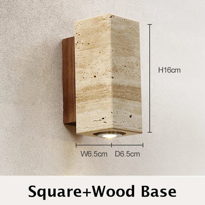 Japandi Yellow Marble LED Wall Sconce Wabi Sabi Bedside Light