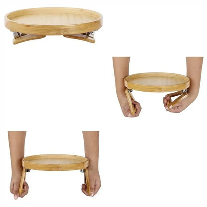 Bamboo Sofa Arm Tray Portable Couch Armrest Snack Holder