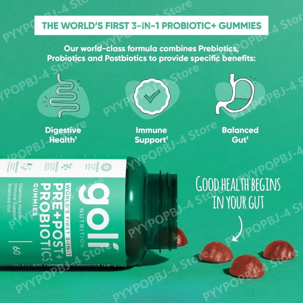 Probiotic Gummies 3-In-1 Formula Vegan Postbiotic Prebiotic Digestive Health Support Fall 2026 Wellness Trend