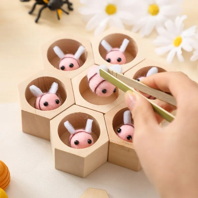 Montessori Fine Motor Toy 0-12 Months Wooden Bee Honeycomb Sensory Game Fall 2025 Development Gift