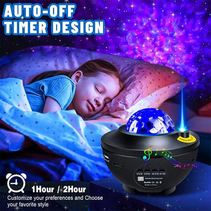 Colorful Starry Galaxy Projector Night Light Child Bluetooth Music Lamp Gift