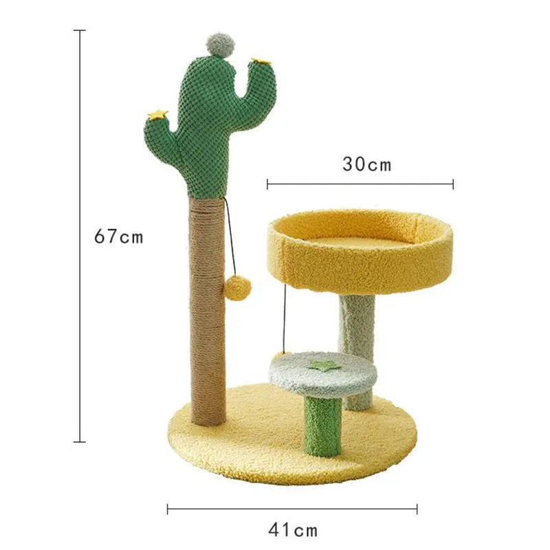 Cat Tree Cactus Style Sisal Tower Three Tier Scratching Post Cat Condo Fall 2025 Cozy Perches Gift