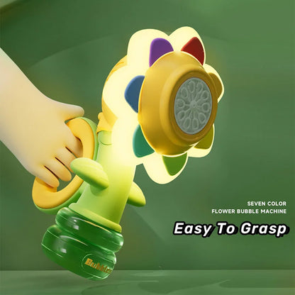Bubble Machine Sunflower Bubble Maker Toy Kids Summer 2025 One Key Automatic Light Dancing Gift