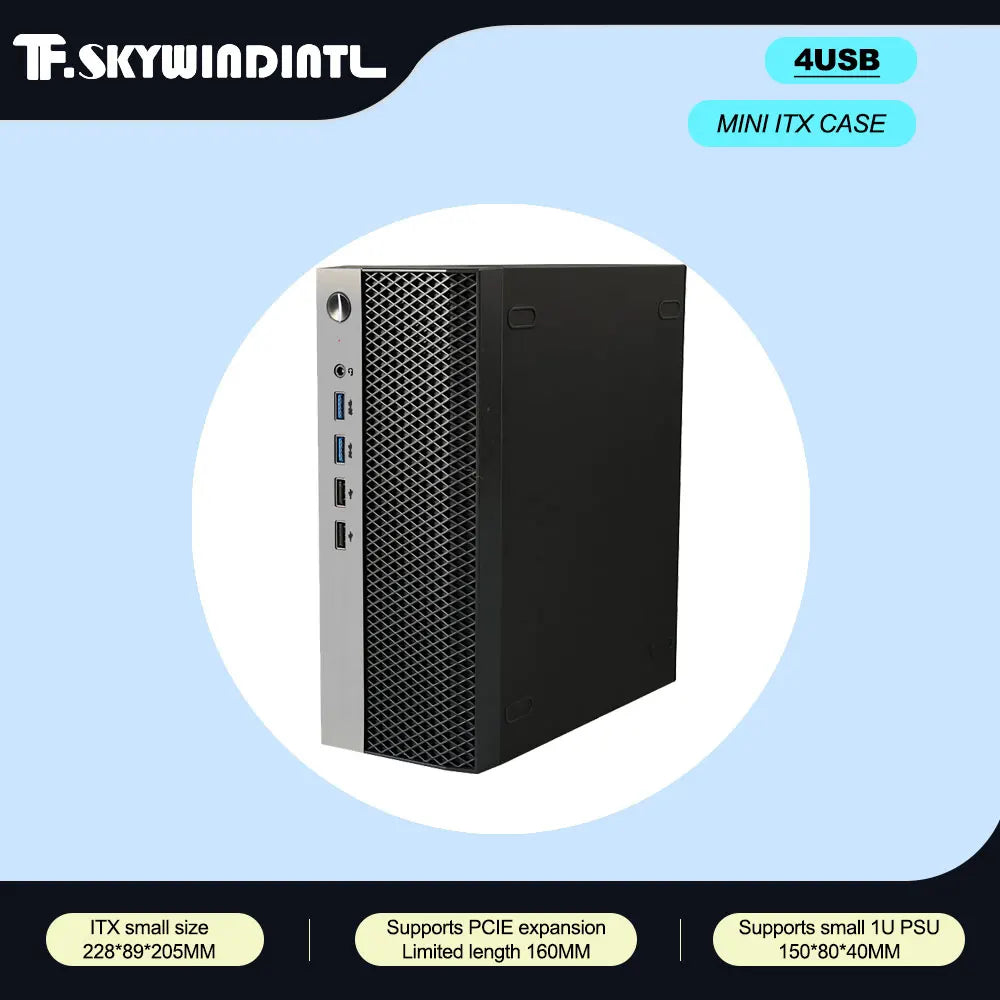 Mini ITX HTPC Case 1U PSU Support Mesh Compact Home Theater
