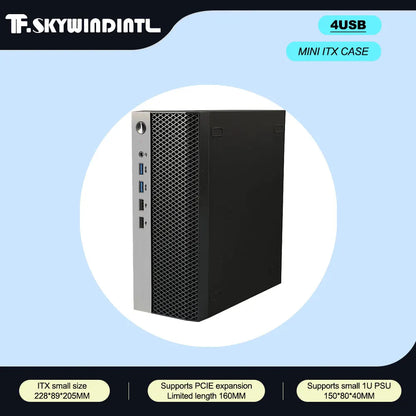 Mini ITX HTPC Case 1U PSU Support Mesh Compact Home Theater