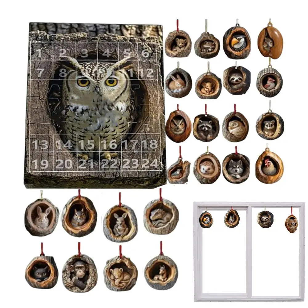 Advent Calendar Cat Countdown Hanging Tree Ornaments