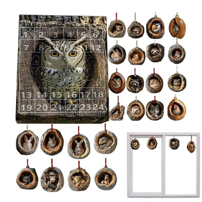 Advent Calendar Cat Countdown Hanging Tree Ornaments