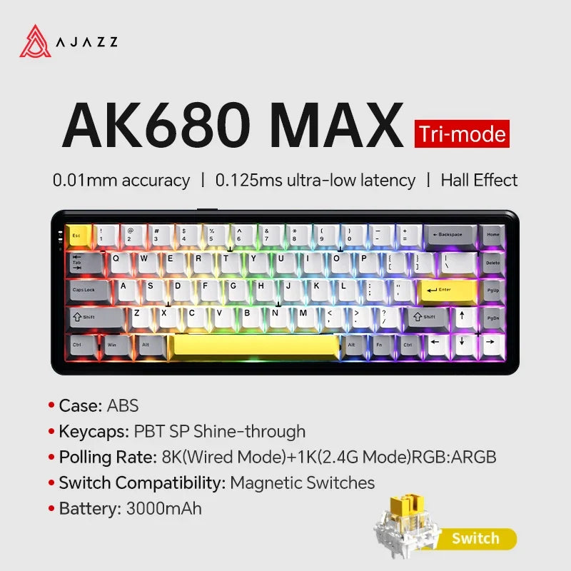 Mechanical Keyboard Sixty Mini Wireless ARGB Magnetic Hall