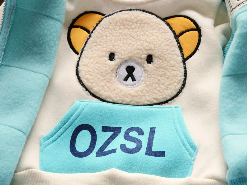 Yellow colour version of the kids thick velvet fleece 3-piece sleepwear set