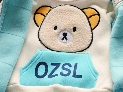 Yellow colour version of the kids thick velvet fleece 3-piece sleepwear set