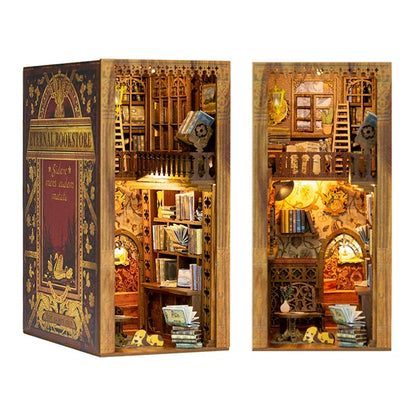 DIY Book Nook Kit Wooden Miniature Shelf Insert Roombox Dollhouse Model Holiday 2025 Cozy Library Gift