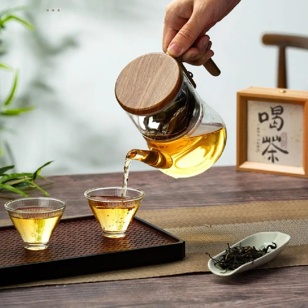 Home Magnetic Suction Floaty Cup Teapot 740ML Heat-Resistant Glass Tea Set