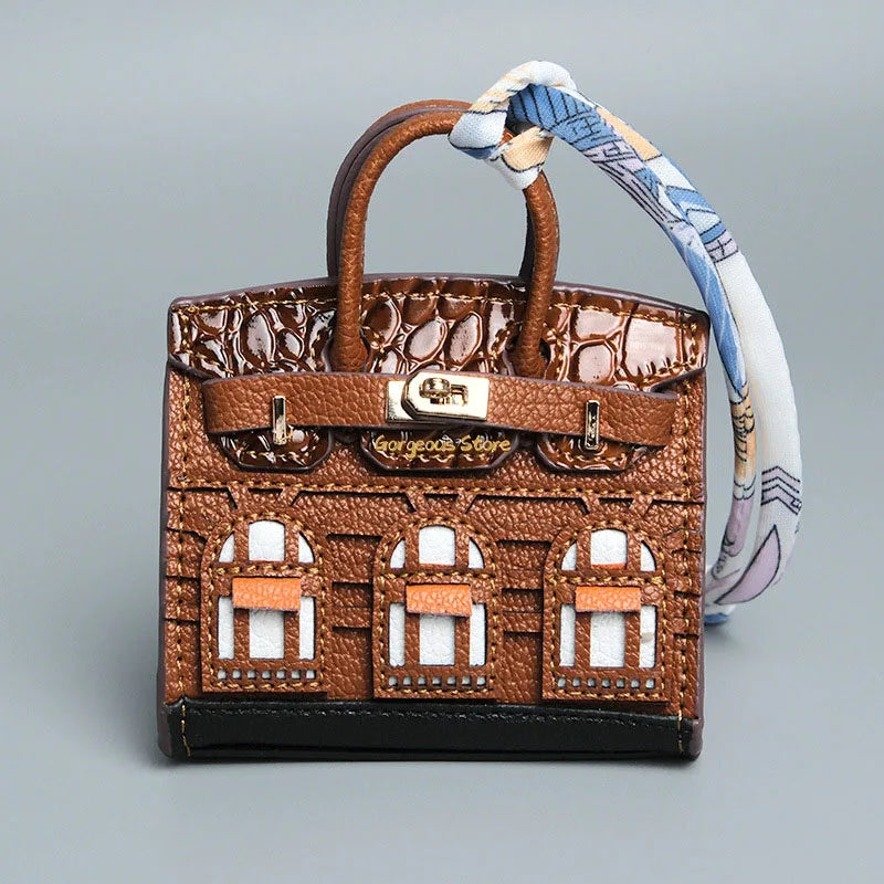 Birkin Inspired Mini Hand Bag - Platinum Bag Charm