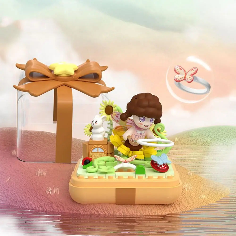 Plastic Building Block Flower Ring Box - DIY Decoration for Kids, Safe ABS Material