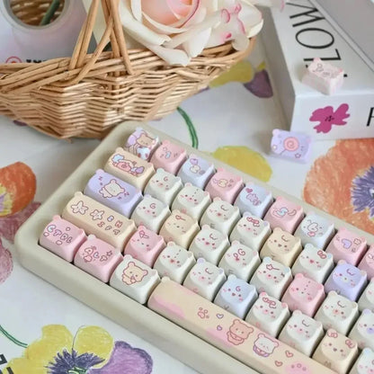 Keycaps PBT Cat Keycap Set Alice Layout 2.25U 2.75U Pastel Mechanical Keyboard TikTok Viral Fall 2025 Cute Desk Gift