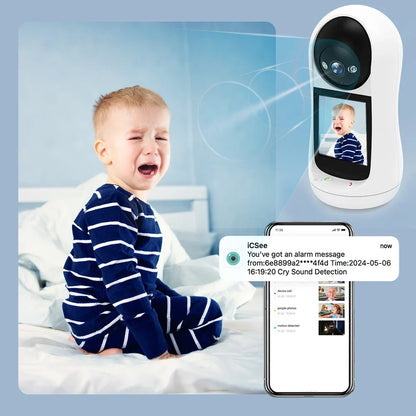 Baby Monitor 3MP PTZ With 2.8 Inch IPS Screen Video Call Baby Cry Detection Home Security Remote Monitoring 2025
