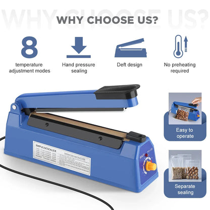 Heat Sealer 8 Inch Handheld Impulse Bag Sealer Compact Packaging Tool Fall 2025 Airtight Food Storage
