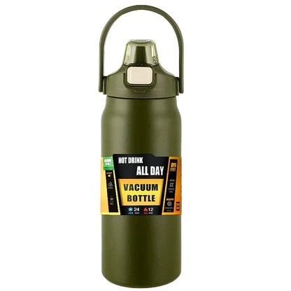 800ml Stainless Steel Thermos Mug - Portable Vacuum Flask for Hot & Cold Drinks, Outdoor Sports Water Bottle with Straw