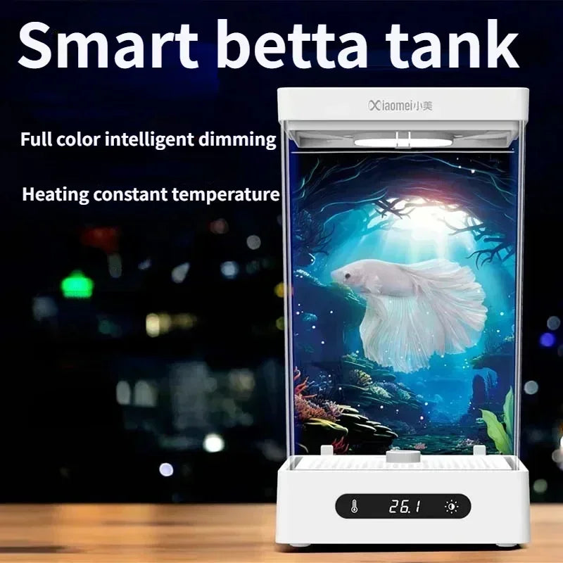 Betta Tank 2L Smart Self Circulating Desktop Aquarium Mini With Heater And LED Fall 2025 Desk Decor Low Maintenance