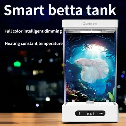 Betta Tank 2L Smart Self Circulating Desktop Aquarium Mini With Heater And LED Fall 2025 Desk Decor Low Maintenance