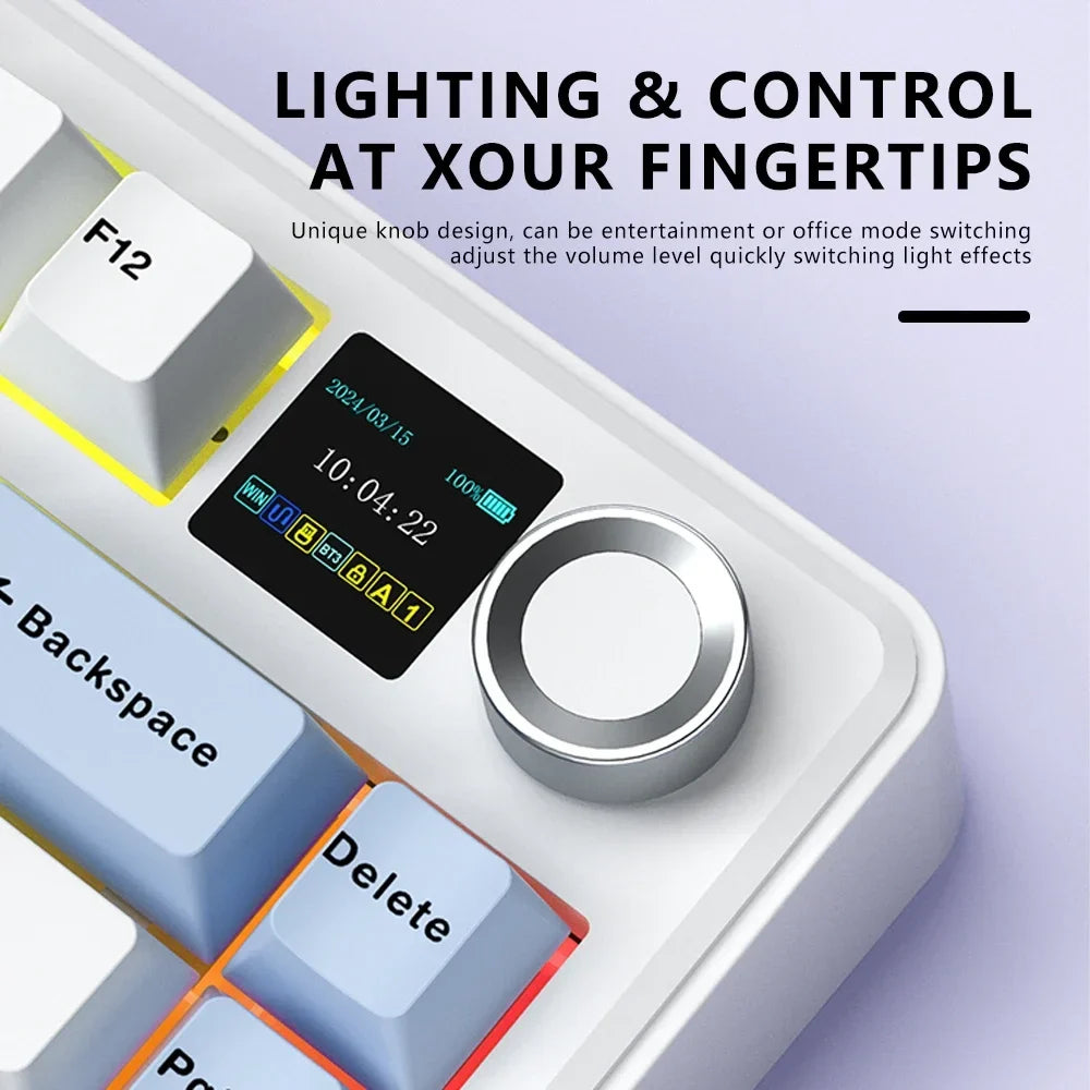 Gaming Mechanical Keyboard 75% Hot Swap RGB TFT Wireless