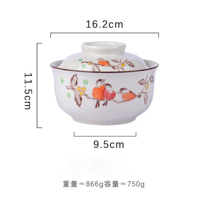 Instant Ramen Bowl With Lid Porcelain Large Capacity