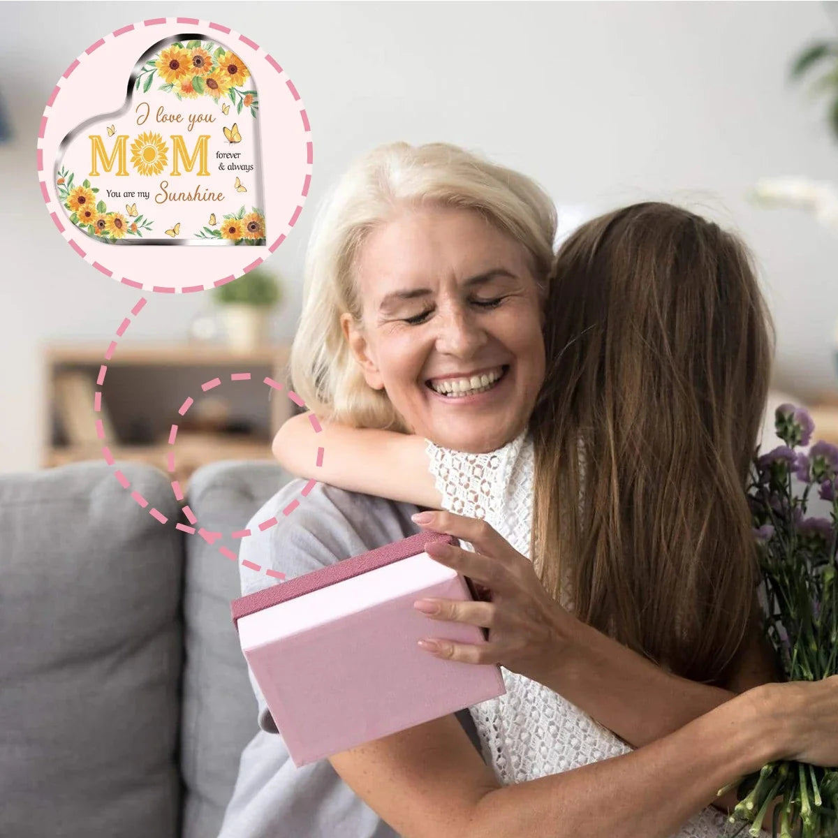 Acrylic Heart Plaque – Mother's Day Gift Transparent Heart-shaped Decoration Plaque