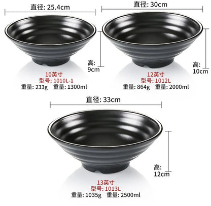 Ramen Bowl Black Plastic Japanese Style Noodle Bowl