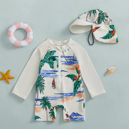 Kids sun protection swimwear outfit for summer holidays