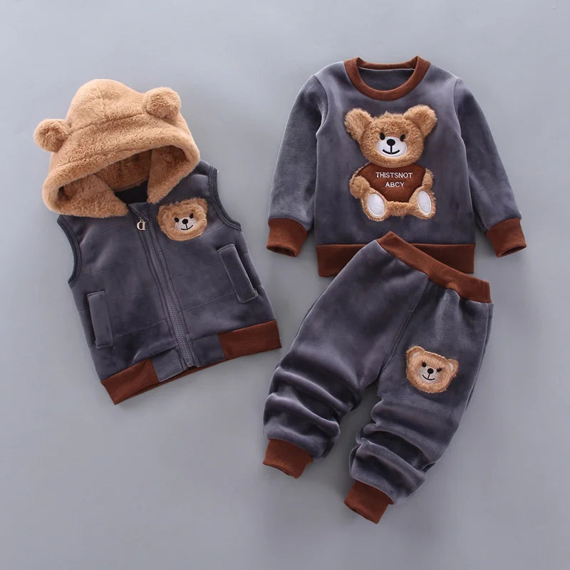 Design features and details on the baby bear hooded tracksuit and jacket set - view 4