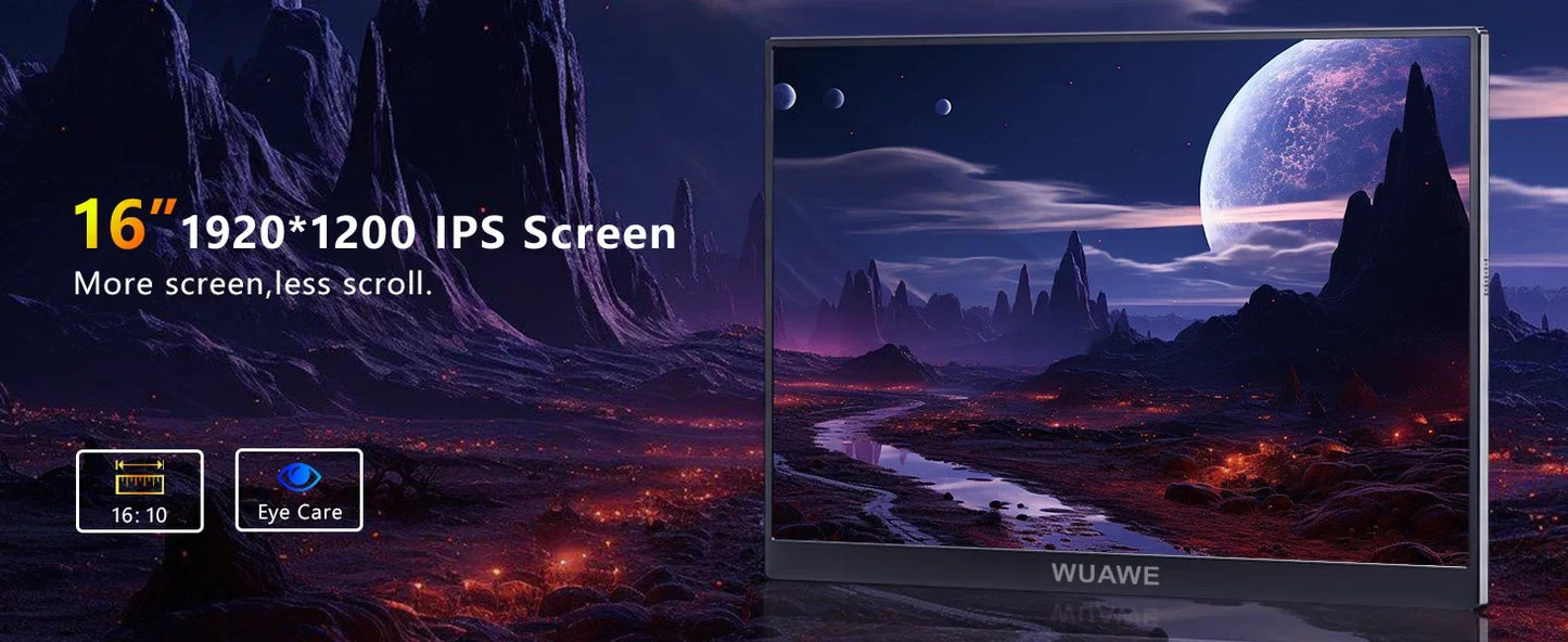 16 Inch 120Hz Portable Monitor 1920x1200 HDR Holiday Gift