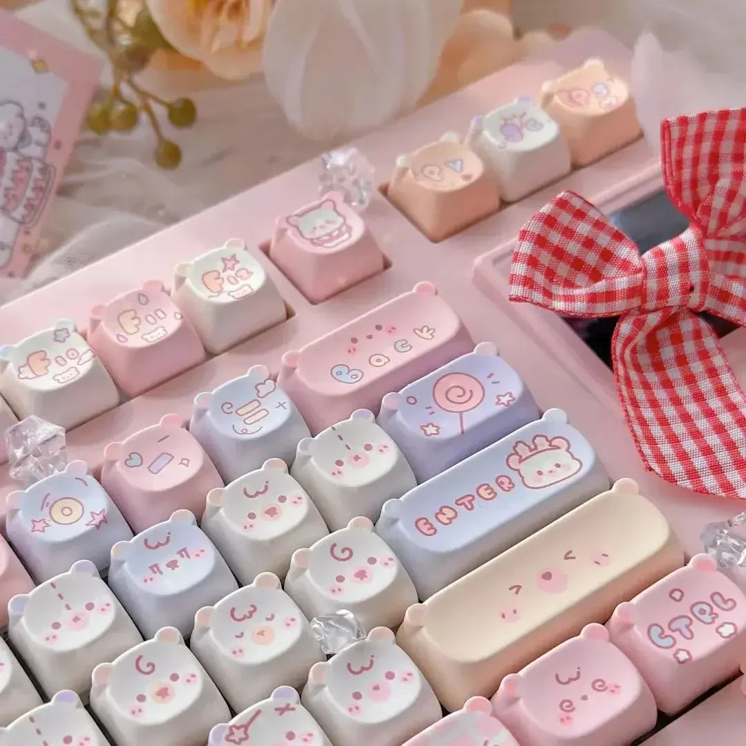 Keycaps PBT Cat Keycap Set Alice Layout 2.25U 2.75U Pastel Mechanical Keyboard TikTok Viral Fall 2025 Cute Desk Gift