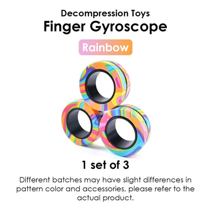 3Pcs Magnetic Rings Fidget Toy Set - Adult Fidget Magnets Pack for Kids and Teens, Stress Relief Spinner Gift