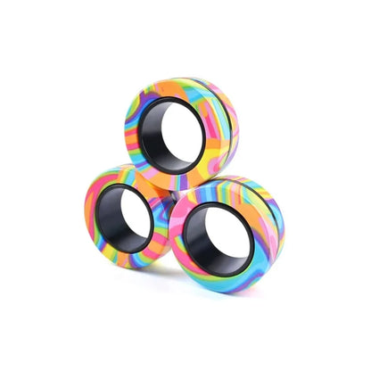 3Pcs Magnetic Rings Fidget Toy Set - Adult Fidget Magnets Pack for Kids and Teens, Stress Relief Spinner Gift