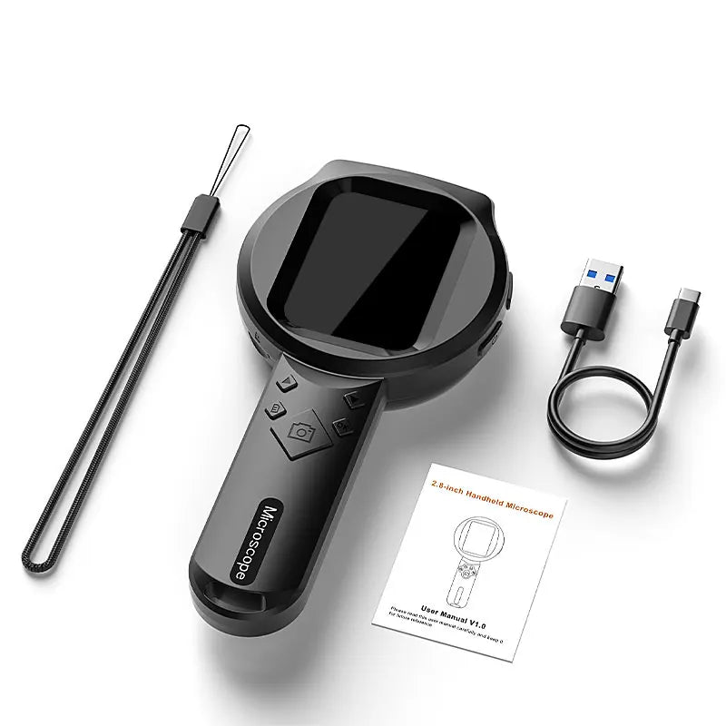 Digital Microscope 2.8-Inch IPS Screen Handheld, 1080P HD, 100X Zoom With 15 LEDs For PCB And Coin Examination