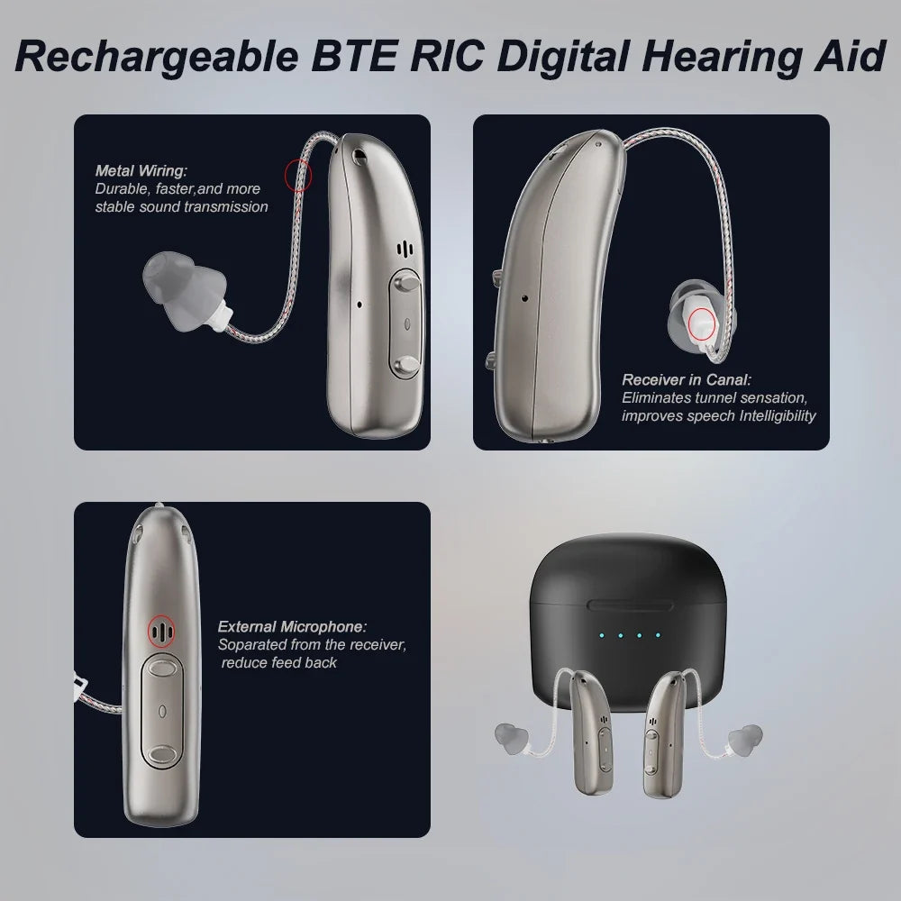 Hearing Aid Rechargeable Digital BTE With Adjustable Volume Portable Senior Sound Amplifier