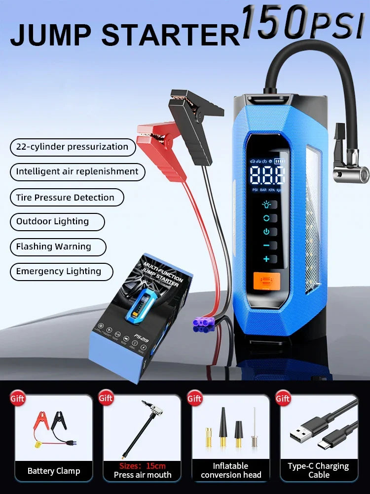 Car Jump Starter Portable Power Bank 12V With Air Compressor 6000A Peak Emergency Start 180 PSI Fall 2025