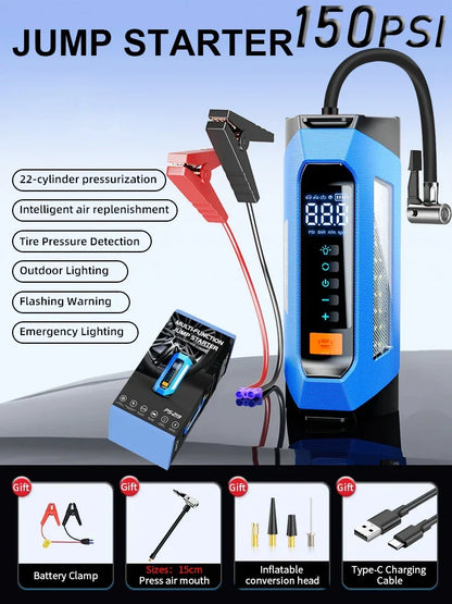 Car Jump Starter Portable Power Bank 12V With Air Compressor 6000A Peak Emergency Start 180 PSI Fall 2025