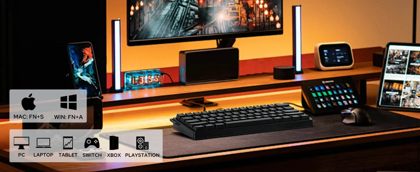 Mechanical 60 Percent Hot Swap Keyboard Aluminum RGB Hall