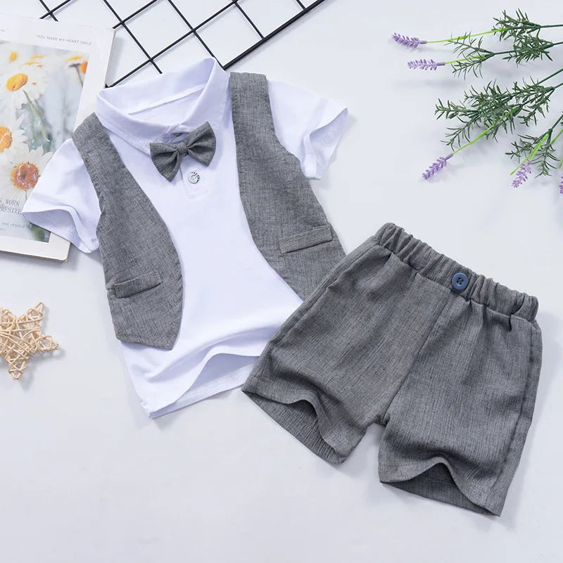 Different viewpoint of the boys short sleeve shirt and shorts set - view 25