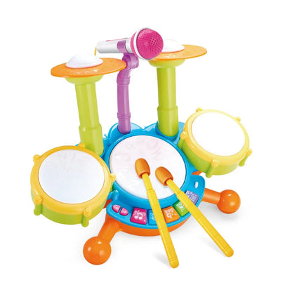 Kids Drum Set for Toddlers 1-3 with Microphone, Musical Educational Instrument Toys for Girls, Learning Activity Gifts