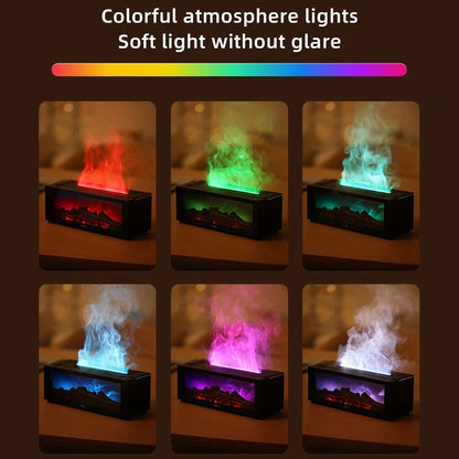 Essential Oil Diffuser Fireplace Flame Humidifier Colorful LED Aroma Mist Remote Timer USB Cozy Fall 2025 Gift