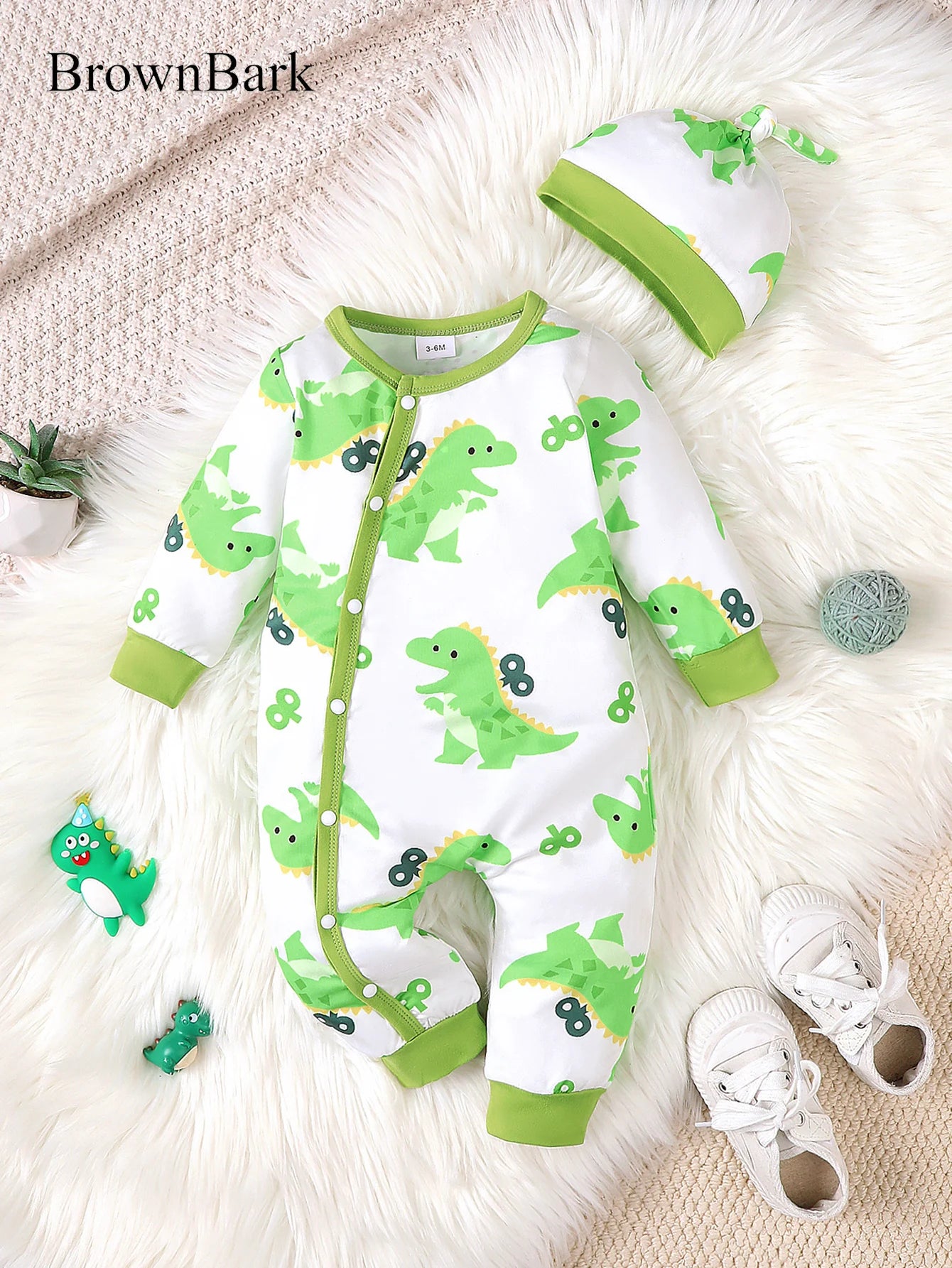 Additional gallery view 20 of baby boys bear print button-up winter romper