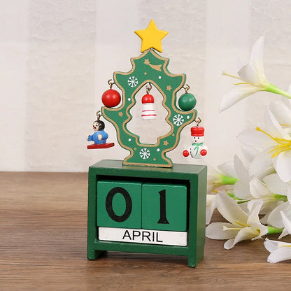 Christmas Wooden Countdown Calendar Ornament Tabletop Decor