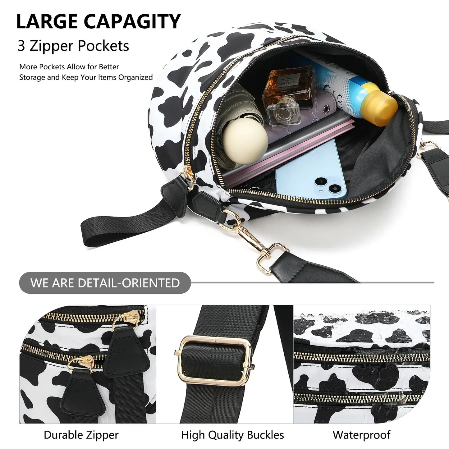 Casual women's checkered fanny pack – large capacity bum bag, adjustable crossbody mommy travel bag