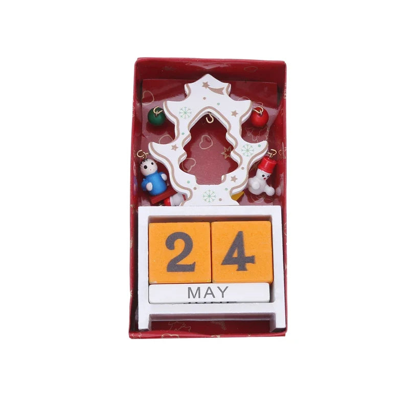 Christmas Wooden Countdown Calendar Ornament Tabletop Decor